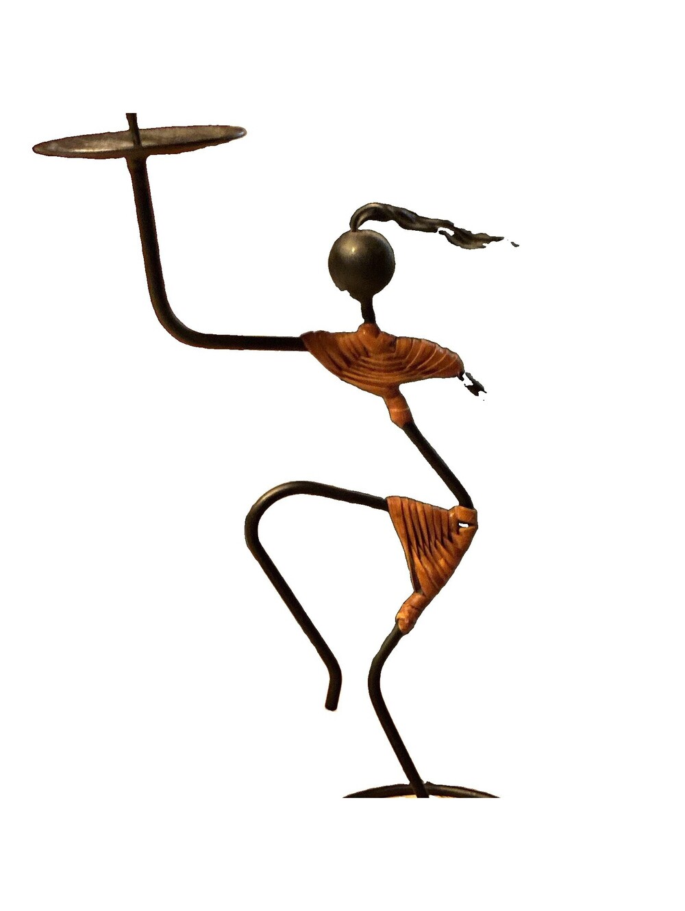 Modern Matte Metal Dancer Figural Taper Candle Holder Freestanding Black/Brown